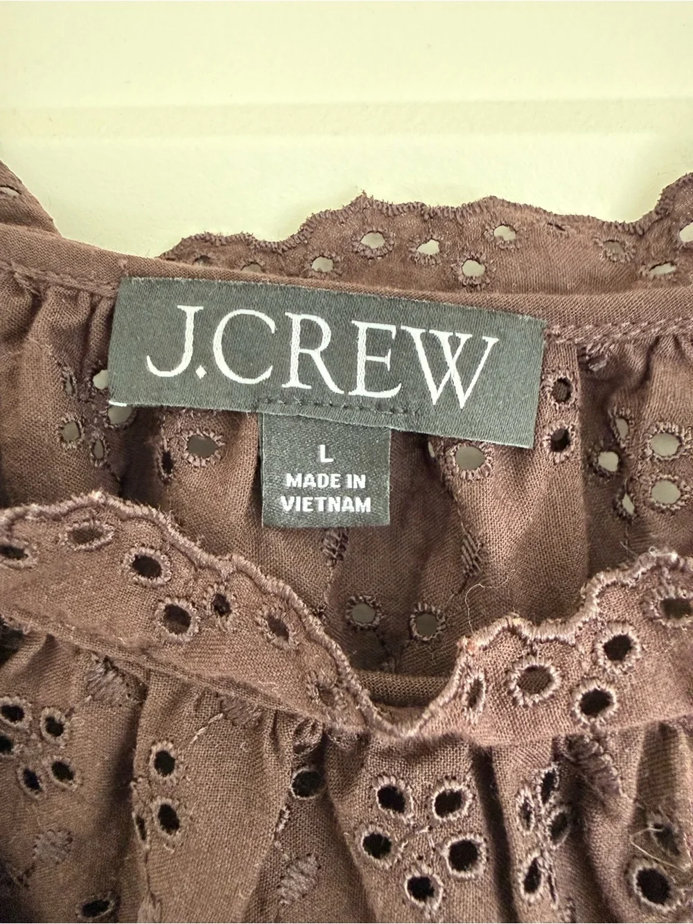 J. Crew Scallop-Trim Eyelet Top in Chocolate Berry